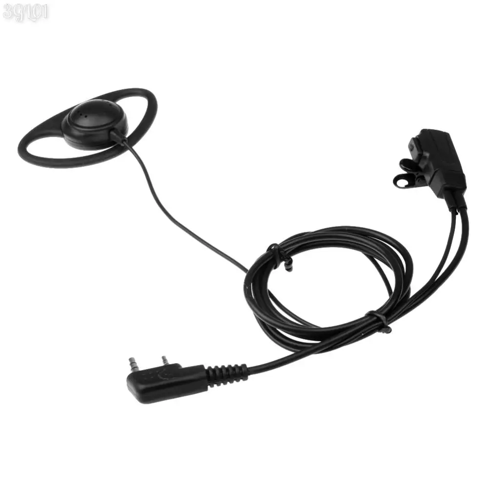 2 Pin Earpiece Headset with MIC PTT D-Shape Earphone Walkie Talkie Headset Multifunctional for Baofeng Kenwood Puxing TYT Radio