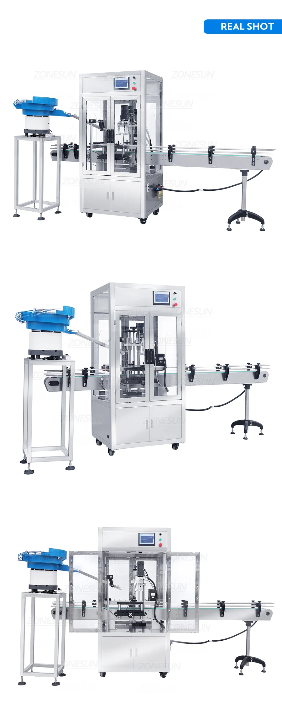 ZONESUN ZS-XG440DV Automatic Capping Machine With Cap Feeder and Dust Cover