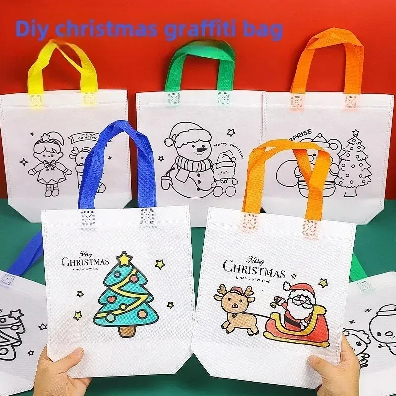 Non Woven Cartoon Handbags for Kids Arts Crafts Christmas Party