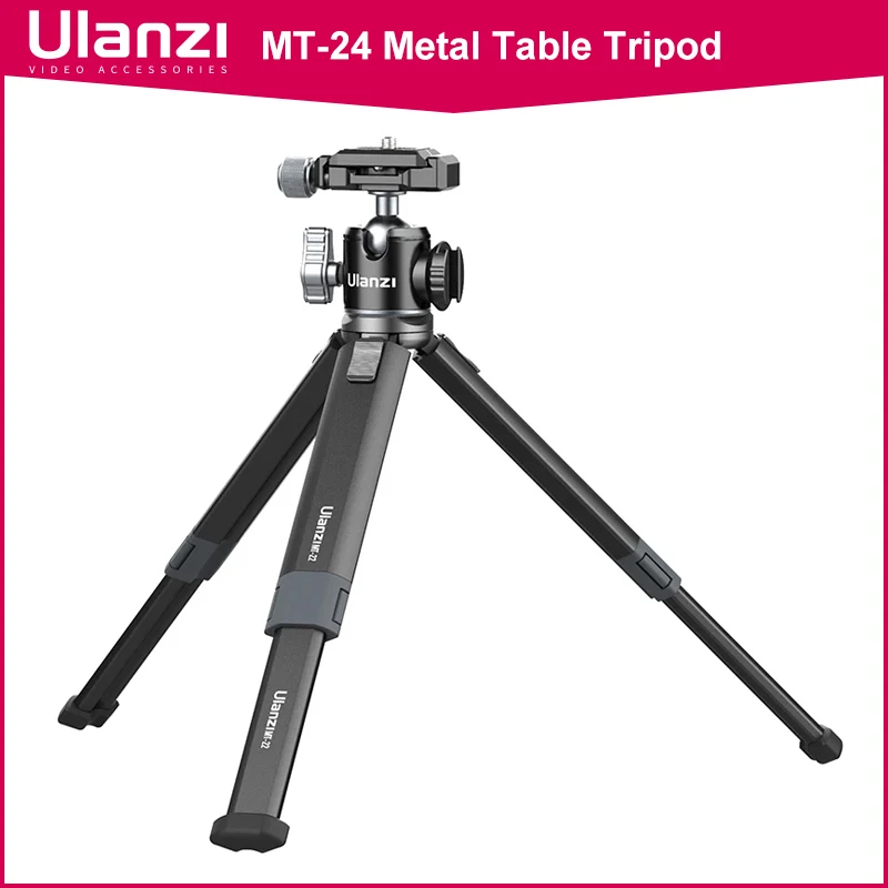 Ulanzi MT-24 금속 테이블 삼각대, 콜드슈 포함, 마이크 LED 조명 확장, 브이로그 삼각대, DSLR SLR 카메라 휴대폰 삼각대 