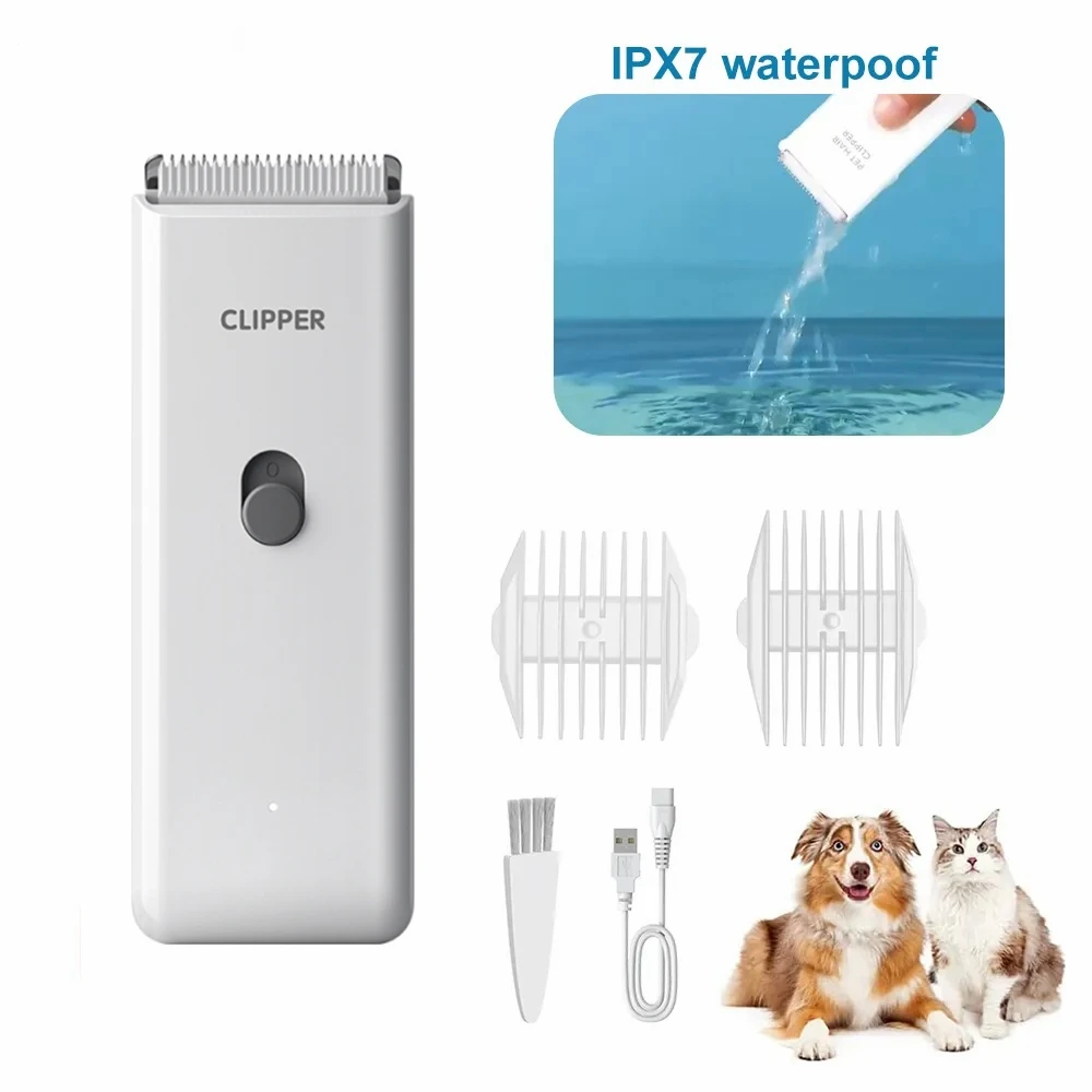 Dog Cat Home Hair Clipper Waterproof Electric Pet Hair Haircut Trimmer Shaver USB Rechargeable Dog Grooming Tools Low Noise