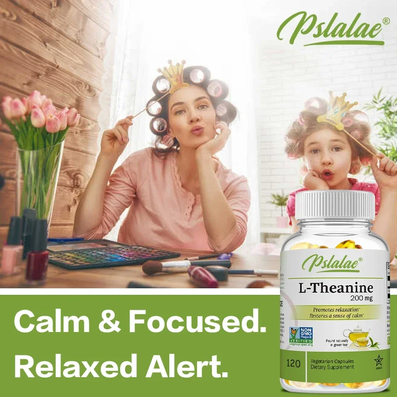 L-Theanine capsules 200 Mg 120 vegetarian supplement relieves stress supports healthy mood and improves focus