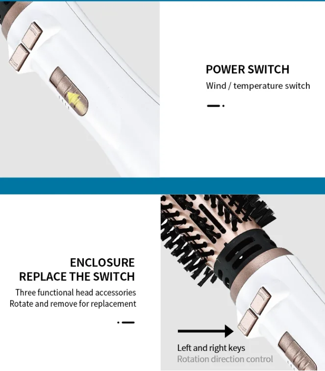 Kemei km-8020 Adjustable Temperature Fast Heating Multifunctional Electric Hair Dryer Curling Comb Straight Hair Comb 3