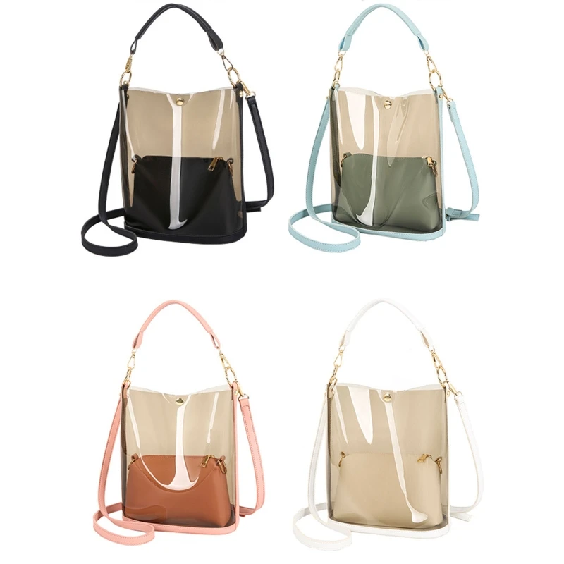 Elegant 2 in 1 Bag Clear Bucket Bag Jelly Bag Shoulder Bag Gift for Holidays