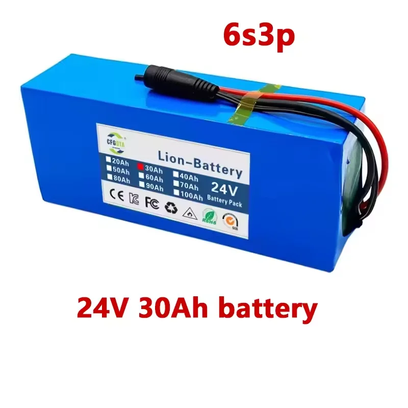 6s3p 24V 30Ah 18650 Lithium Battery Rechargeable Battery with BMS Protection Board Lithium-ion Battery Pack with Charger 5
