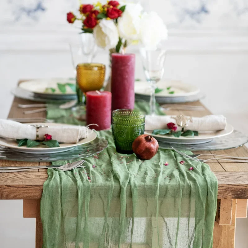 

6/12pcs Table Runners Cheesecloth Nakpin Semi-Sheer Gauze Tablecloth Dining Table Decoration Wedding Arch Draping Home Decor