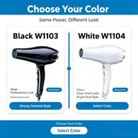 WETECH Sèche-cheveux professionnel ionique négatif 2200W, double tension 100-240V, air chaud et froid réglable, avec buse concentratrice, outil de coiffure pour salon et maison 6