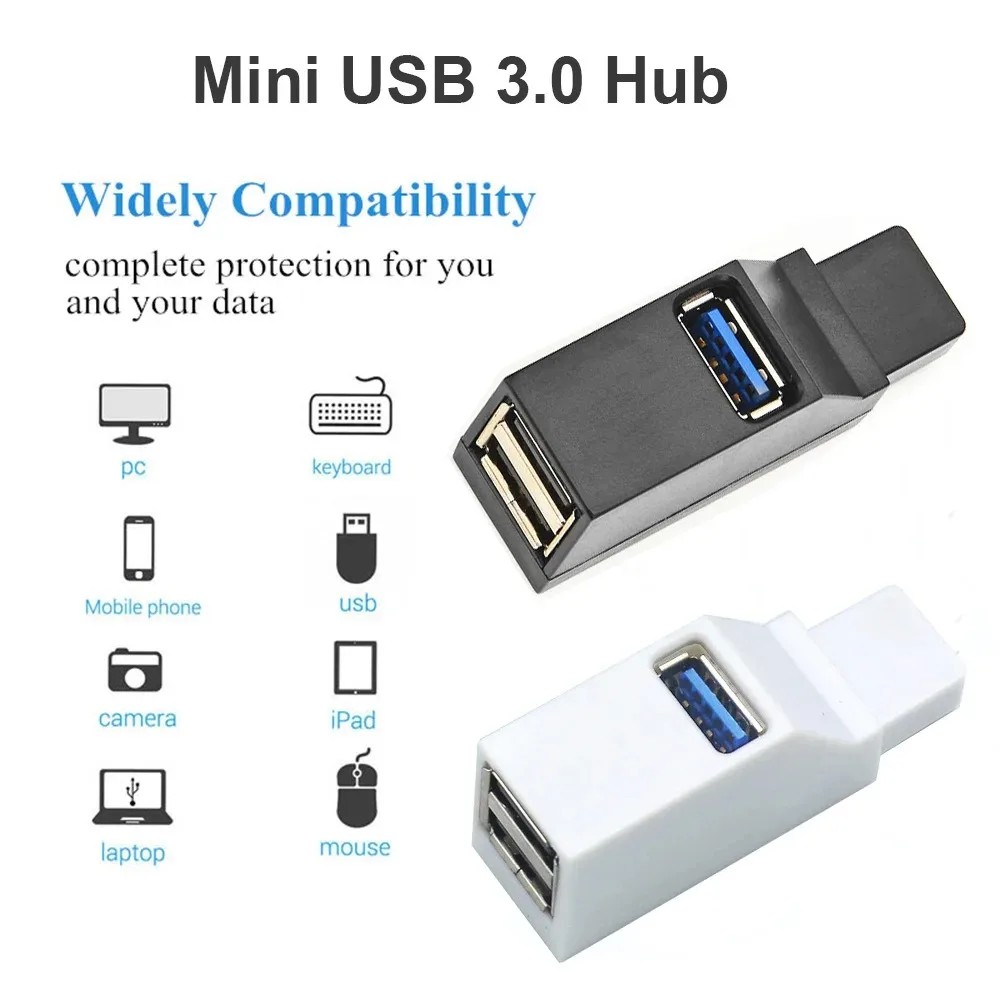 USB 3.0 HUB Adapter Mini USB 2.0 HUB Extender 3 Port USB Hub High Speed Data Transfer USB Splitter Docking Station for PC Laptop