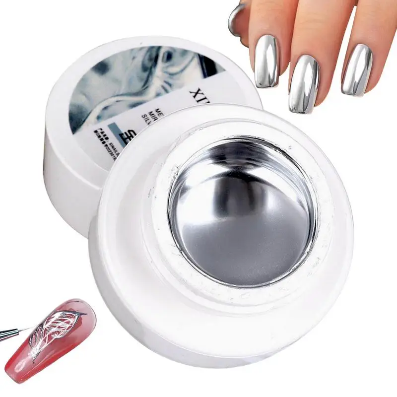 

Серебряный лак для ногтей, глянцевый зеркальный хромированный Гель-лак для ногтей, Быстросохнущий лак для ногтевого дизайна, удаляемый замачиванием, средство для самостоятельного маникюра