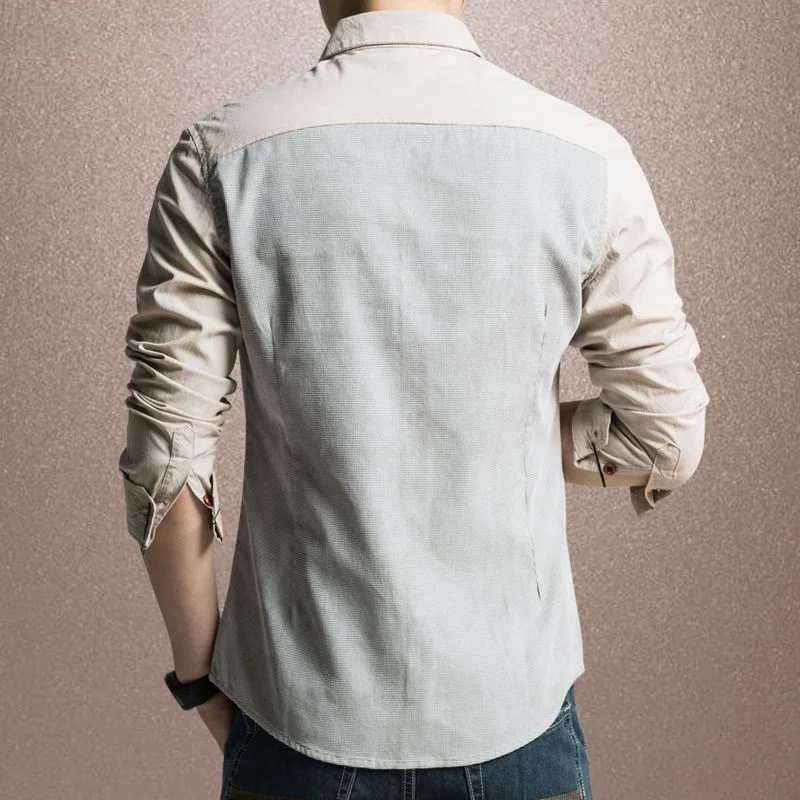 2023 Spring Autumn New Cowboy Shirt Man Turn-down Collar Long Sleeve Single Breasted Cardigan Korean Slim All-match Pocket Tops