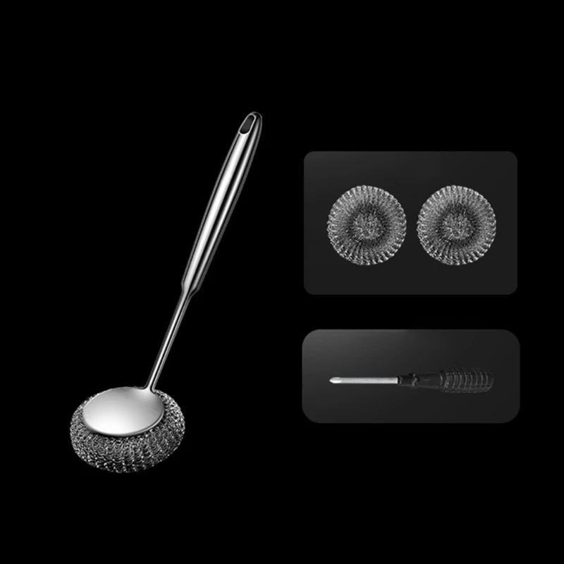 

Сверхмощная металлическая щетка для кухонного удаления жира и грязи, 13 дюймов, длинная ручка, кухонные скрубберы для чистки,