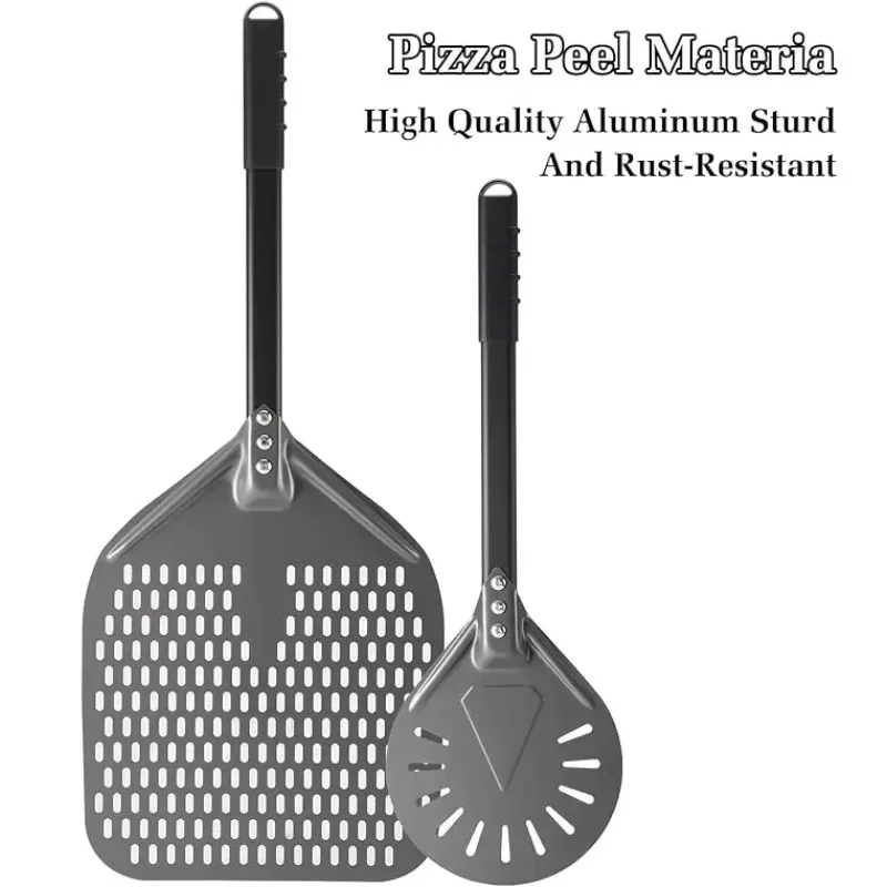 7/8/9/12inch Professional pizza peel Pizza Spatula Paddle Perforated Aluminum Metal Pizza Turning Peel for Homemade Oven Accessories