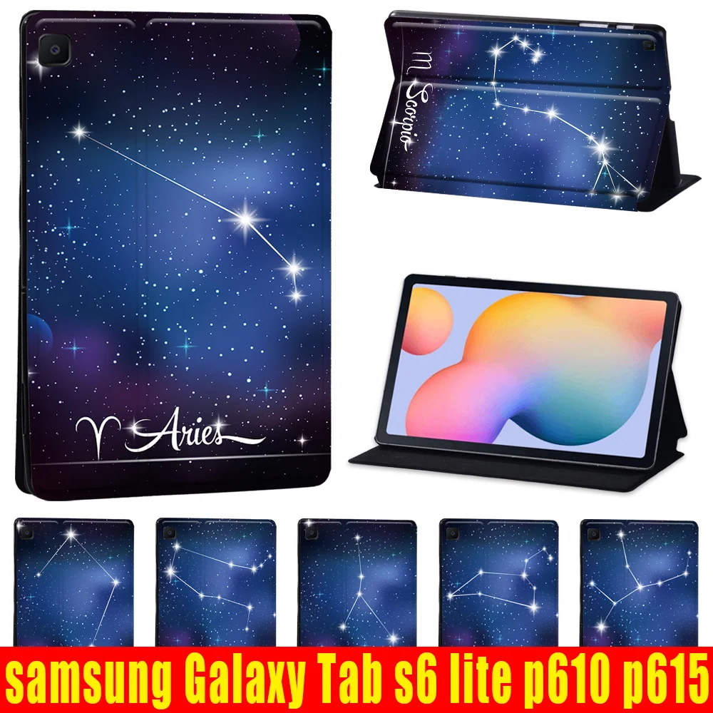 

Star Pattern Cover Case for Samsung Galaxy Tab S6 Lite 10.4" P610/P615 Shockproof Flip Anti-fall Soft Leather Tablet Case