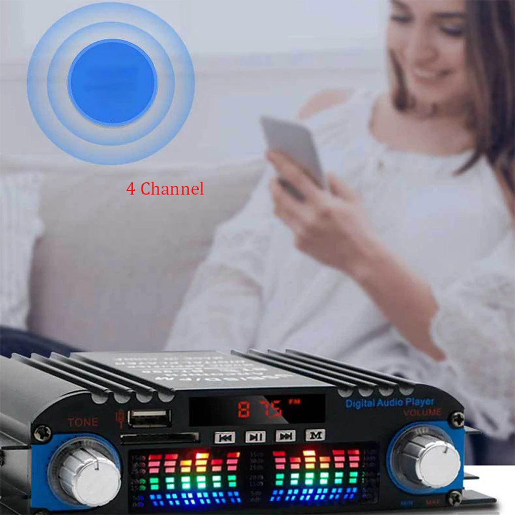 

Bluetooth-усилитель с FM-радио, широкий диапазон выхода, USB 875-108 МГц, цифровой усилитель, FM-радио, Hi-Fi