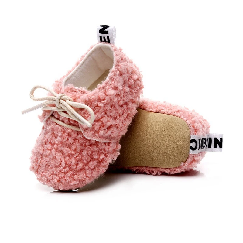 

New Winter Children Short Boots Baby Plus Velvet Soft Sole Lace-up Cotton Shoes Toddler Shoes 0-24M