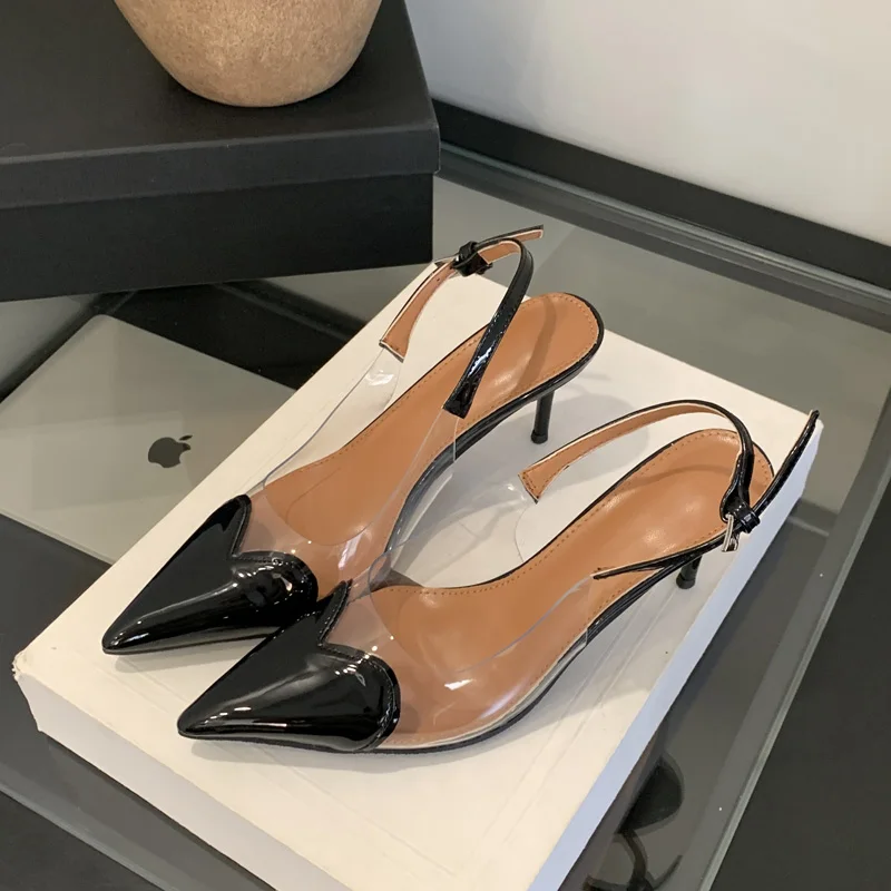7cm or 9cm Red Pumps Women Shoes Sexy Transparent High Heels White Pumps Pointed Toe Slingback Shoes Ladies Stilettos Mujer 2025 4
