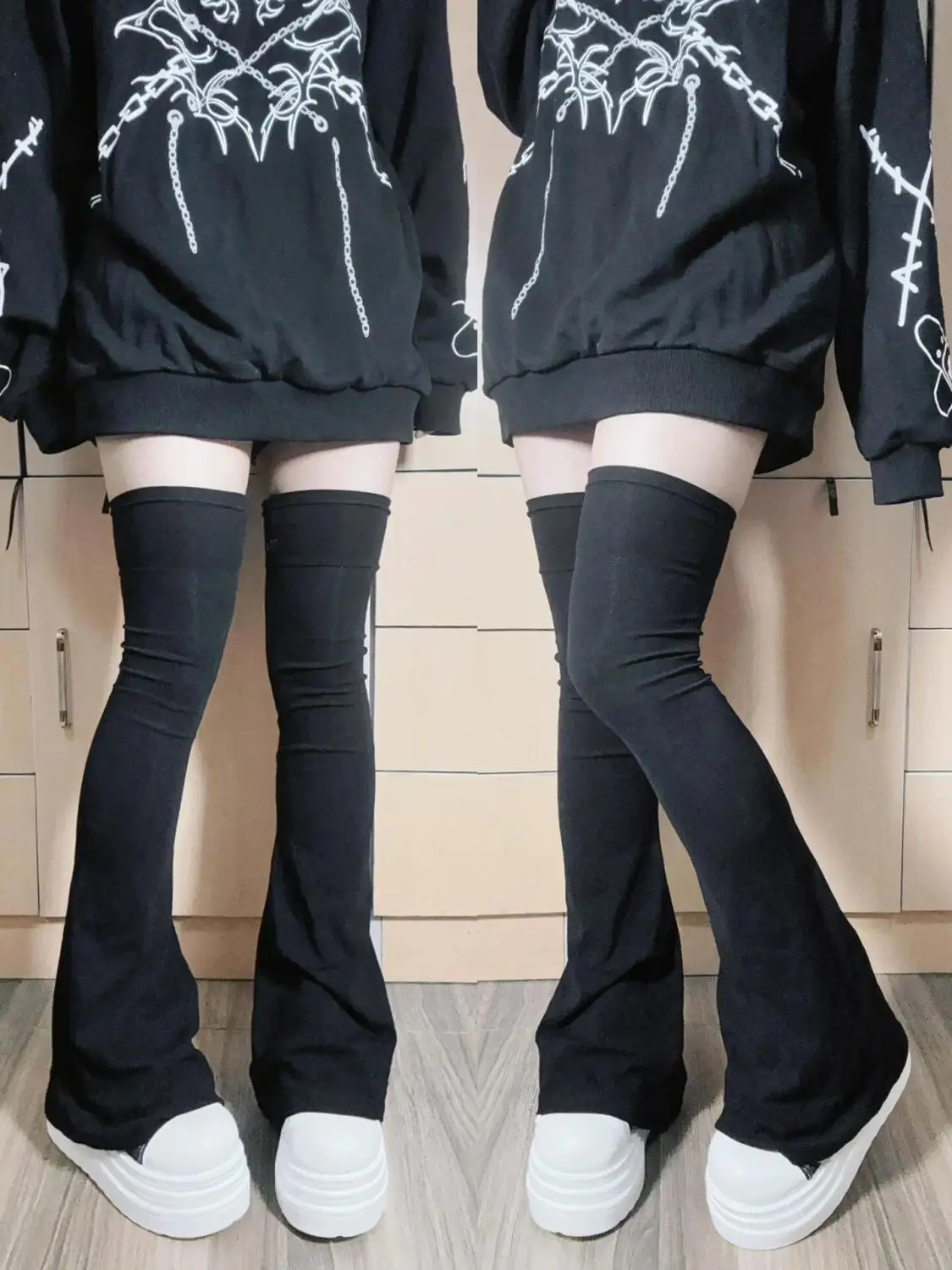 Solid Black Thigh High Socks Japanese Subcultural Spicy Girl Over Knee Leg Covers Cute Soft Girl Long Sock for Women Leg Warmers