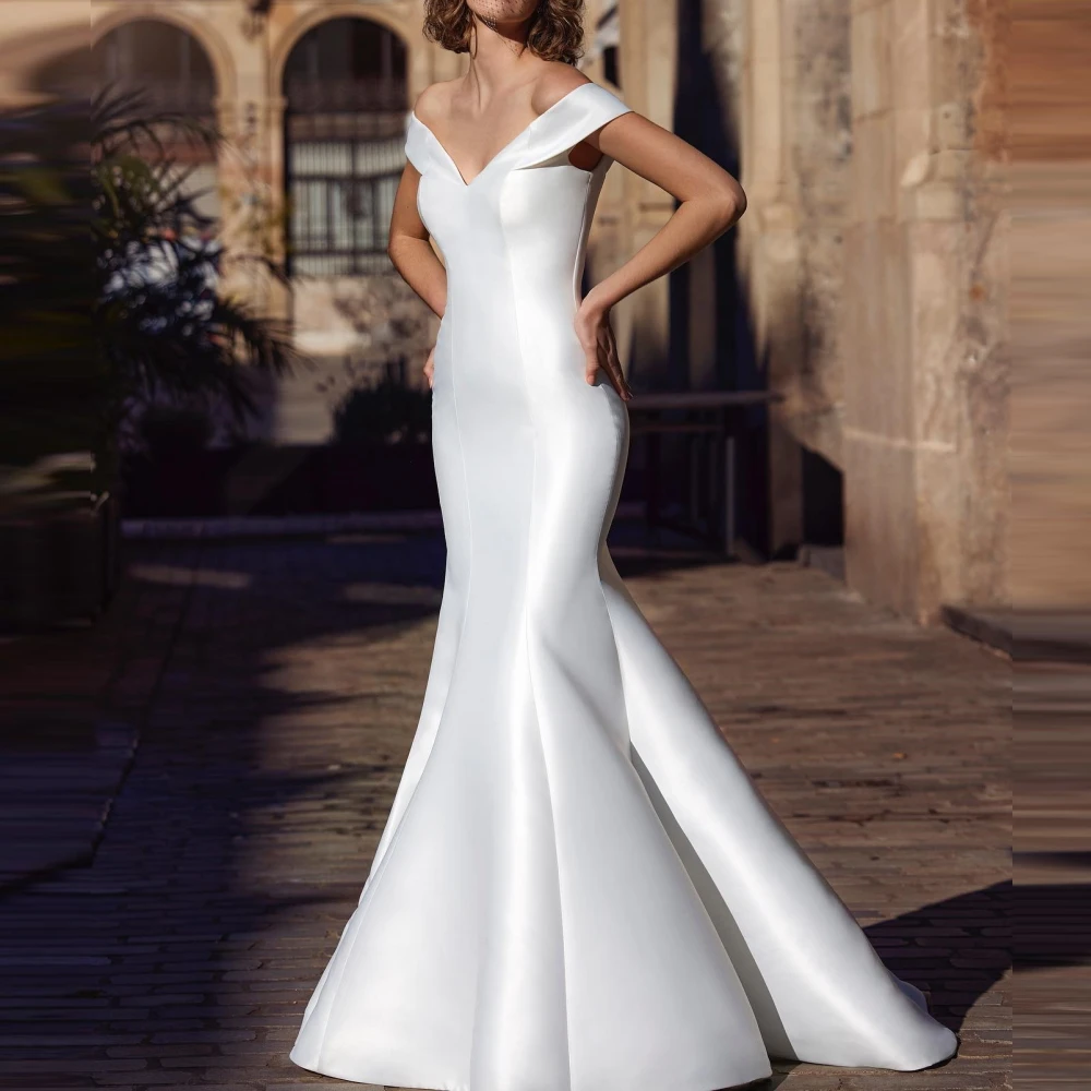 

Molisa V-Neck Wedding Dress Short Sleeves Off Shoulder Backless Bride Dresses for Women 2023 Free Shipping Country Bridal Gown