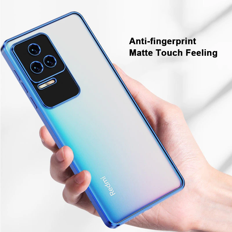Plätering Ram Transparent Matt Anti Fingerprint TPU Fodral För Xiaomi Redmi K40S K50 K30S Pro Airbag Anti-dropp heltäckande_voghion.com