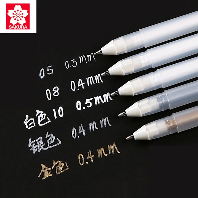 3PCS Gel Pen White Color 0.5mm 0.8mm 1.0mm High Light Marke Pen Black