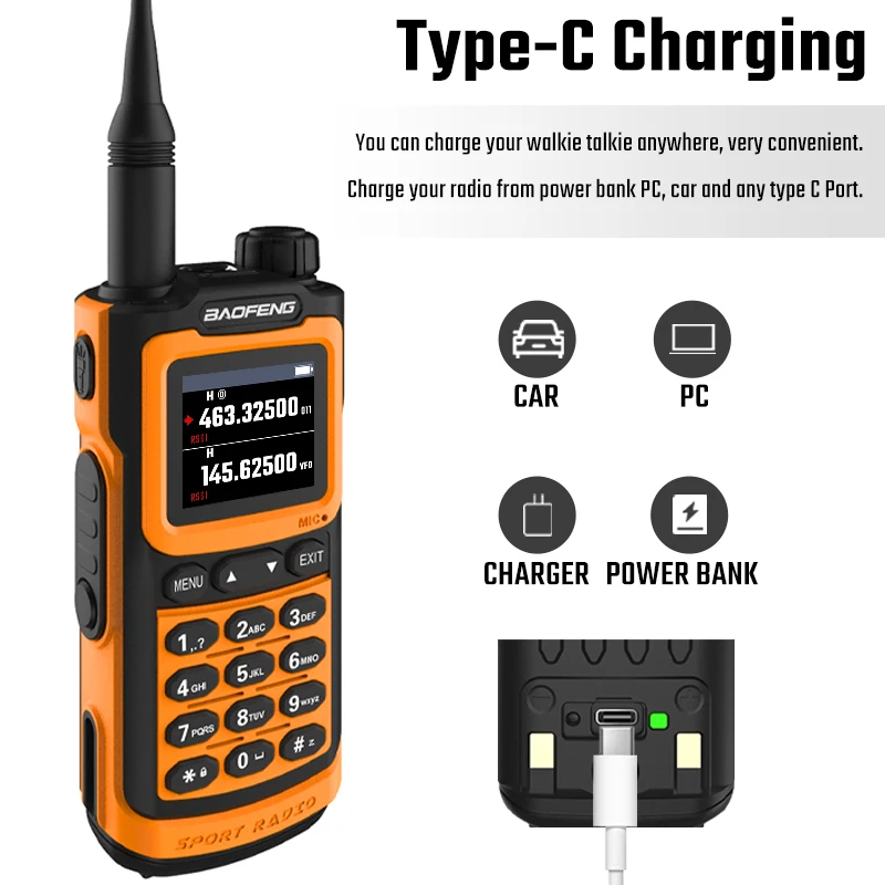 Baofeng UV-20 Dual Band Powerful Waterproof TYPE C Ham Radio Long Range FM Hunting One-Click Copy Walkie Talkie Two Way Radios 5