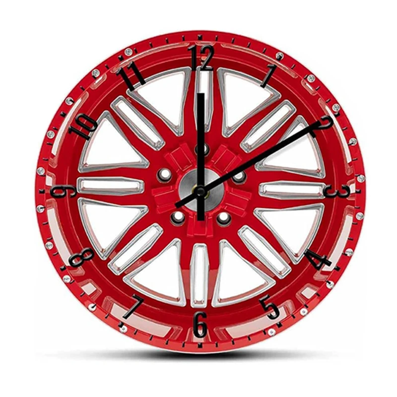 3DGarageWallClocksCreativeTireRimClockSilentRubberGearDecorativeClockforAutomotive