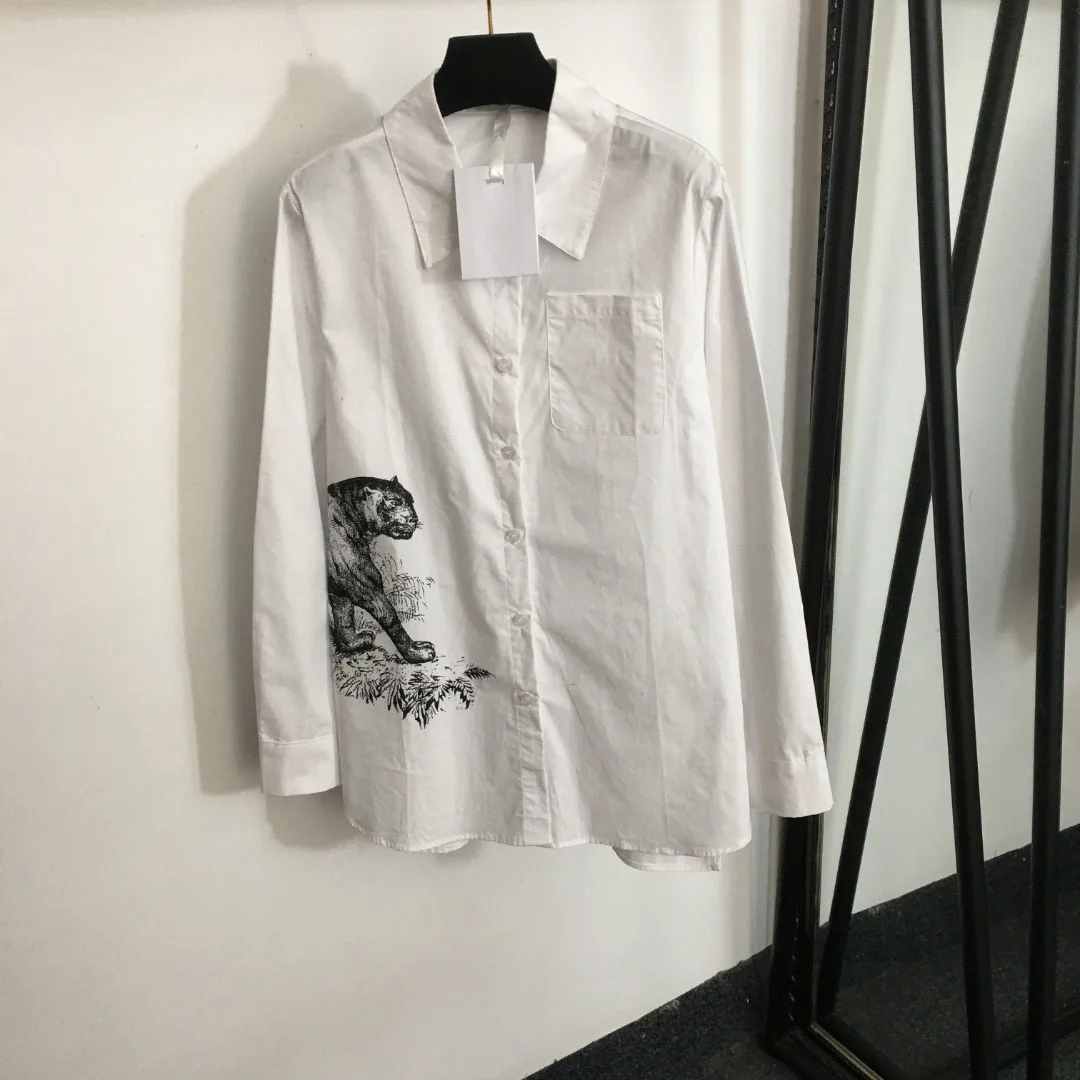 

Hot 2023 New Women Luxury Letters Tiger Printed Shirt Autumn Casual Fashion Thin Shirts Comfortable Y2k Brand Lady Clothing Tops