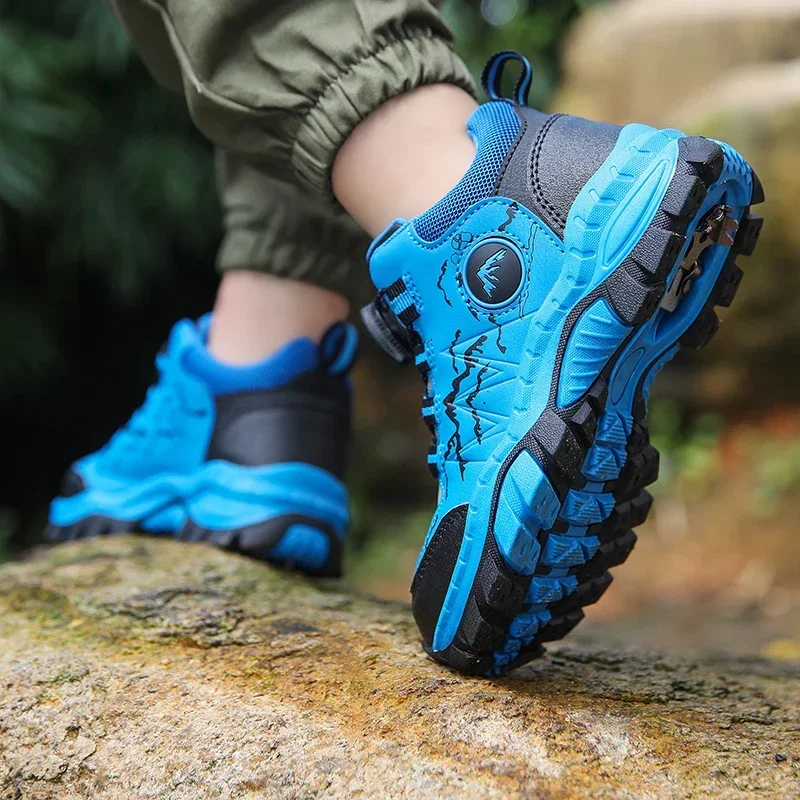 New Children's Sneaker Leather Waterproof Non-slip Boys' Hiking Shoes Soft and High Elastic Fashion Children Casual Sports Shoe