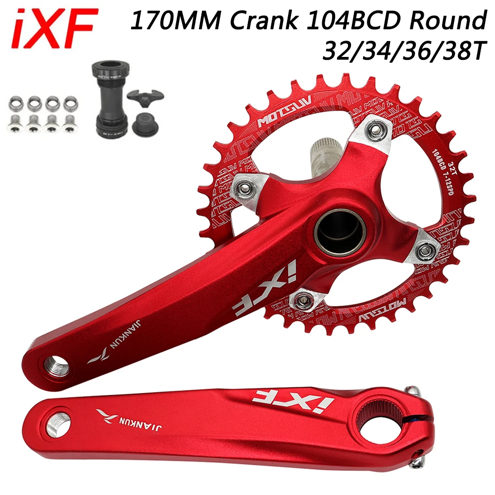 

IXF MTB Integrated Crankset Hollowtech 104BCD 170MM Crank Mountain Bike Connecting Rods 32/34/36/38T Chainwheel Bicycle Parts