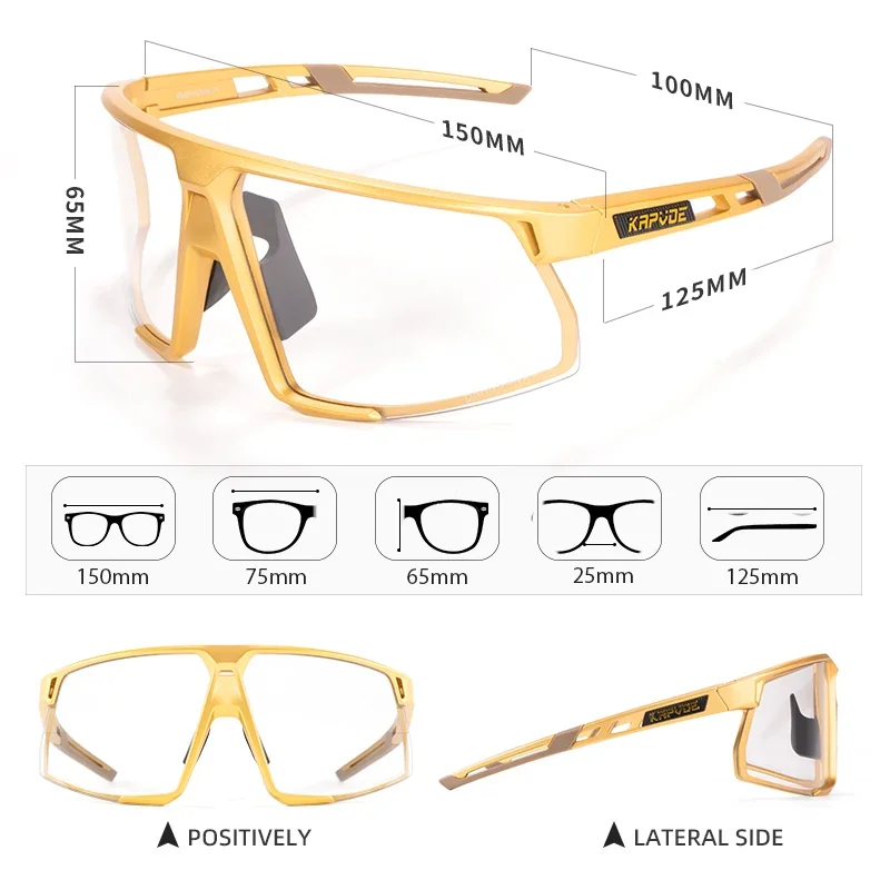 Kapvoe Photochromic Cycling Sunglasses UV400 Bicycle MTB Goggles Road Bike Sunglasses Outdoor Glasses Sports Eyewear Equipment