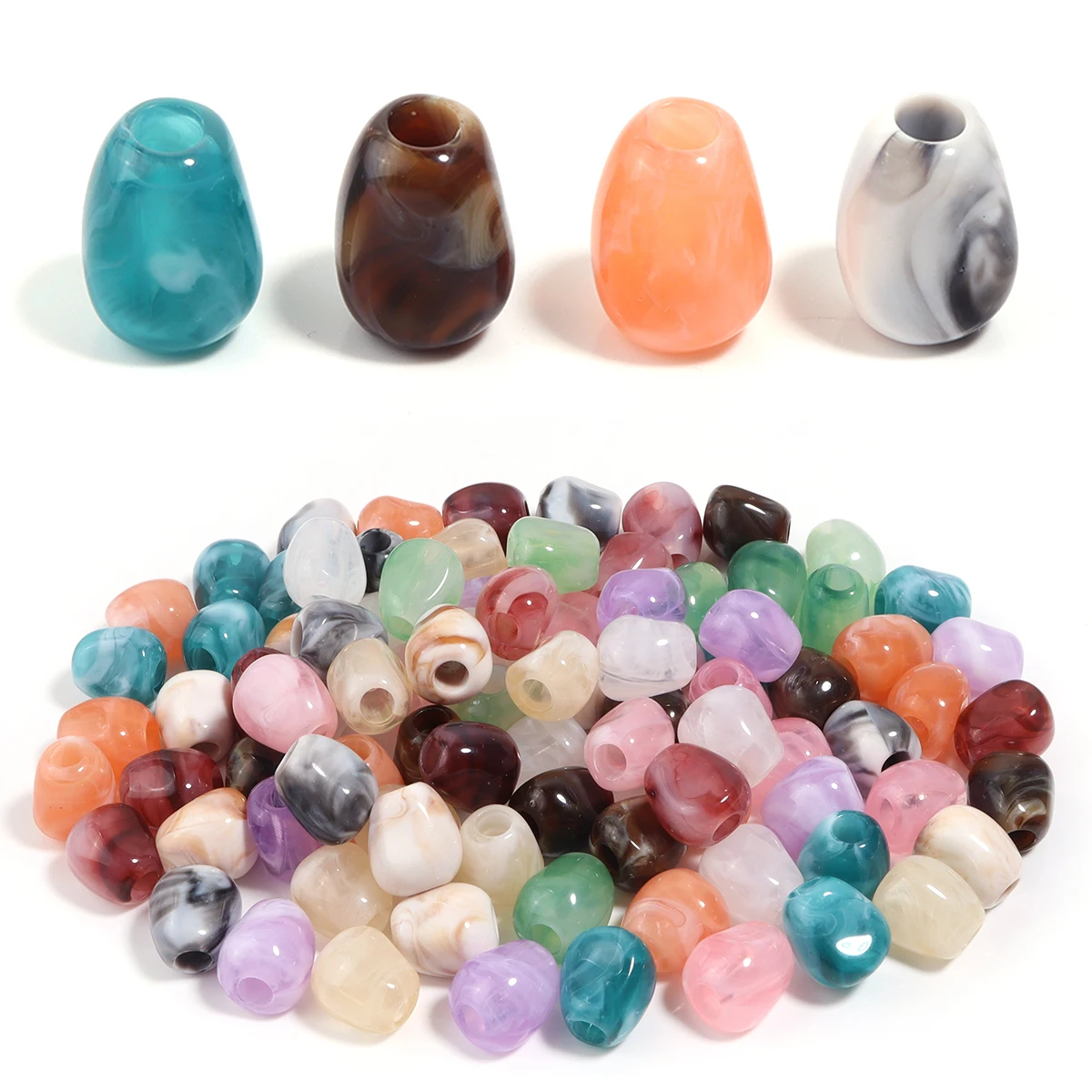 40 Stück/Lot zweifarbige Acrylperlen in Jade-Optik, unregelmäßige lose Spacer-Perlen für die Schmuckherstellung, DIY-Armband, Schlüsselanhänger, Charms