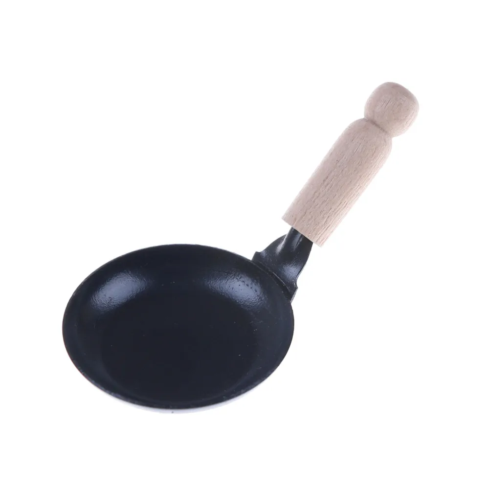 

Black Frying Pan Furniture Toys Kitchen Cooking Tool 1:12 Dollhouse Deor Birthday Gift For Girl Kids Dollhouse Miniature
