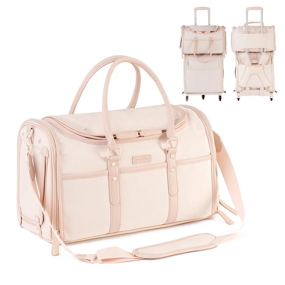 LEATHER WEEKENDER BAG IN NUDE