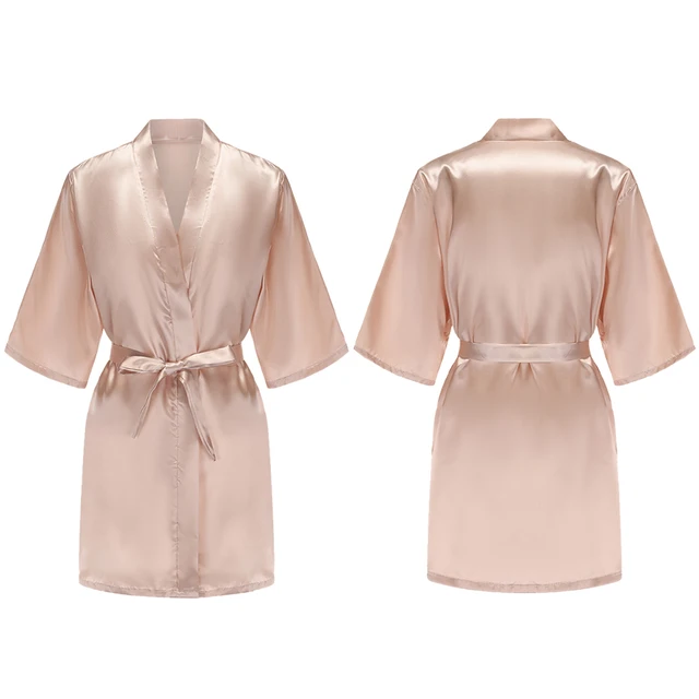 Robes courtes et soyeuses pour femmes, en Satin, pour demoiselle d'honneur, fête de mariée, vêtements de nuit