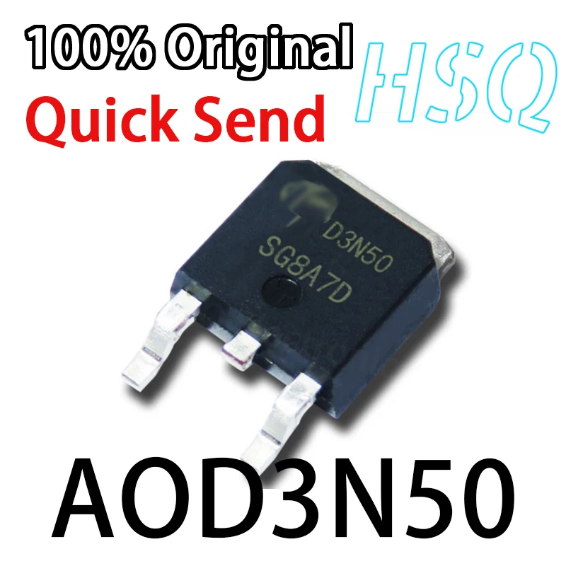 

1PCS New Original AOD3N50 Field Effect MOS 3A 500V Patch TO252 D3N50