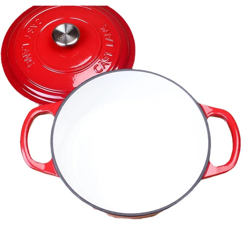 Enameled Cast Iron Dutch Oven-5.5QT Pot with Lid Cookbook & Cotton Potholders Heavy-Duty Cookware for Braising, Roasting