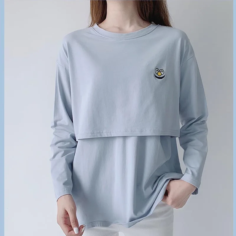 Pregnant Women Nursing T Shirt Maternity Summer Short Sleeve Crew Neck Tees Cotton Lactation Top For Breastfeeding Shirt Casual 3