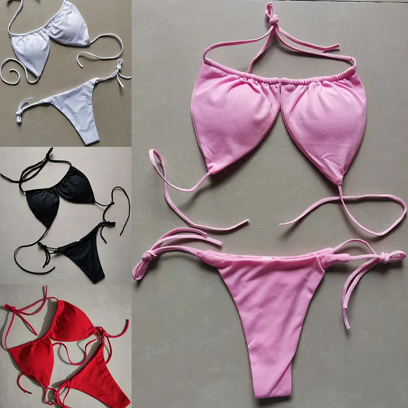 Summer Sexy Bikini Set with Push-Up Padded Bra and Adjustable Thong Swimsuit