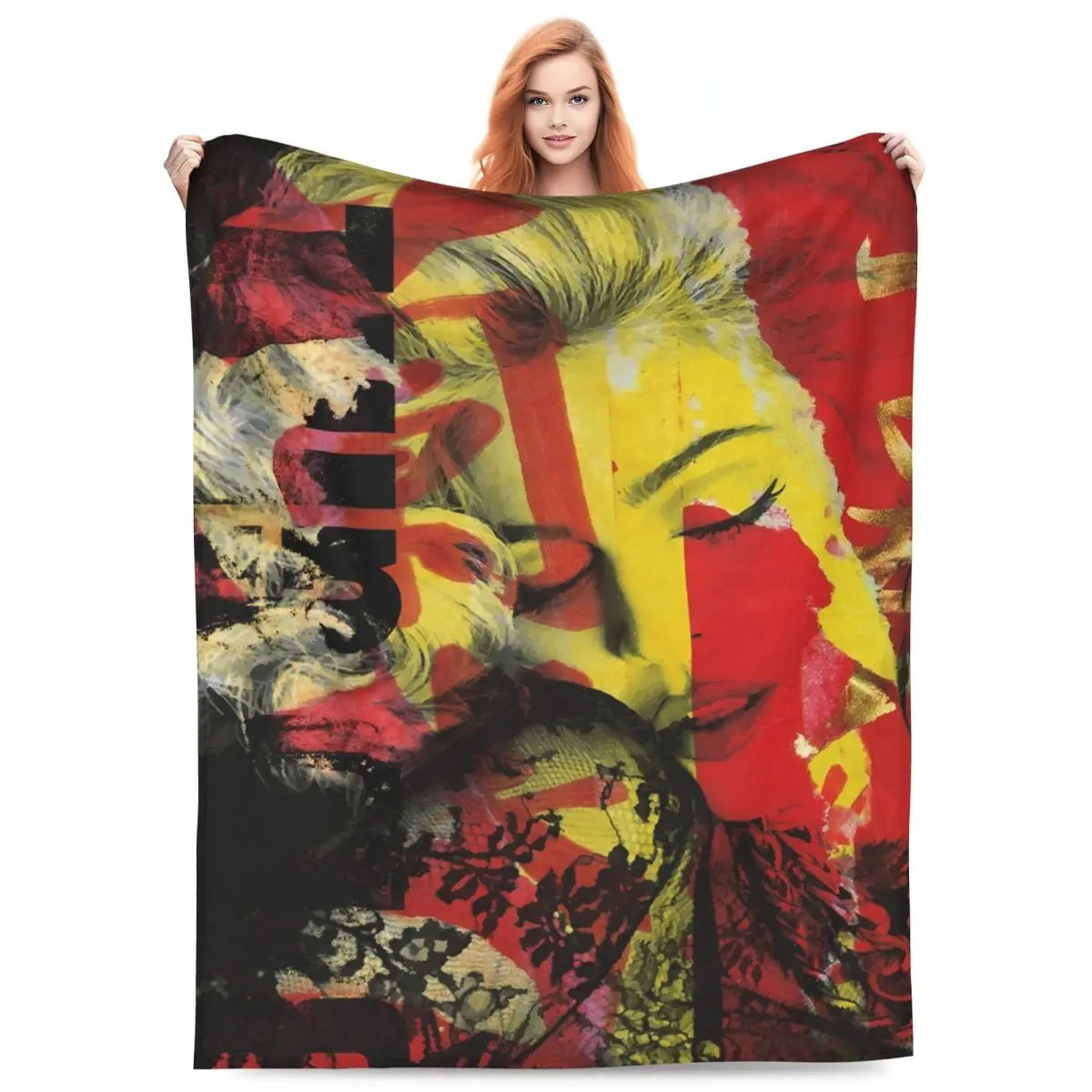 

M-Madonnas Soft Warm Blanket American Singer Pop Art Travelling Throw Blanket Winter Pattern Flannel Bedspread Sofa Bed Cover