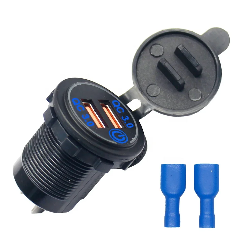 

Waterproof QC 3.0 Dual Port Socket Mobile Phone USB Car Charger