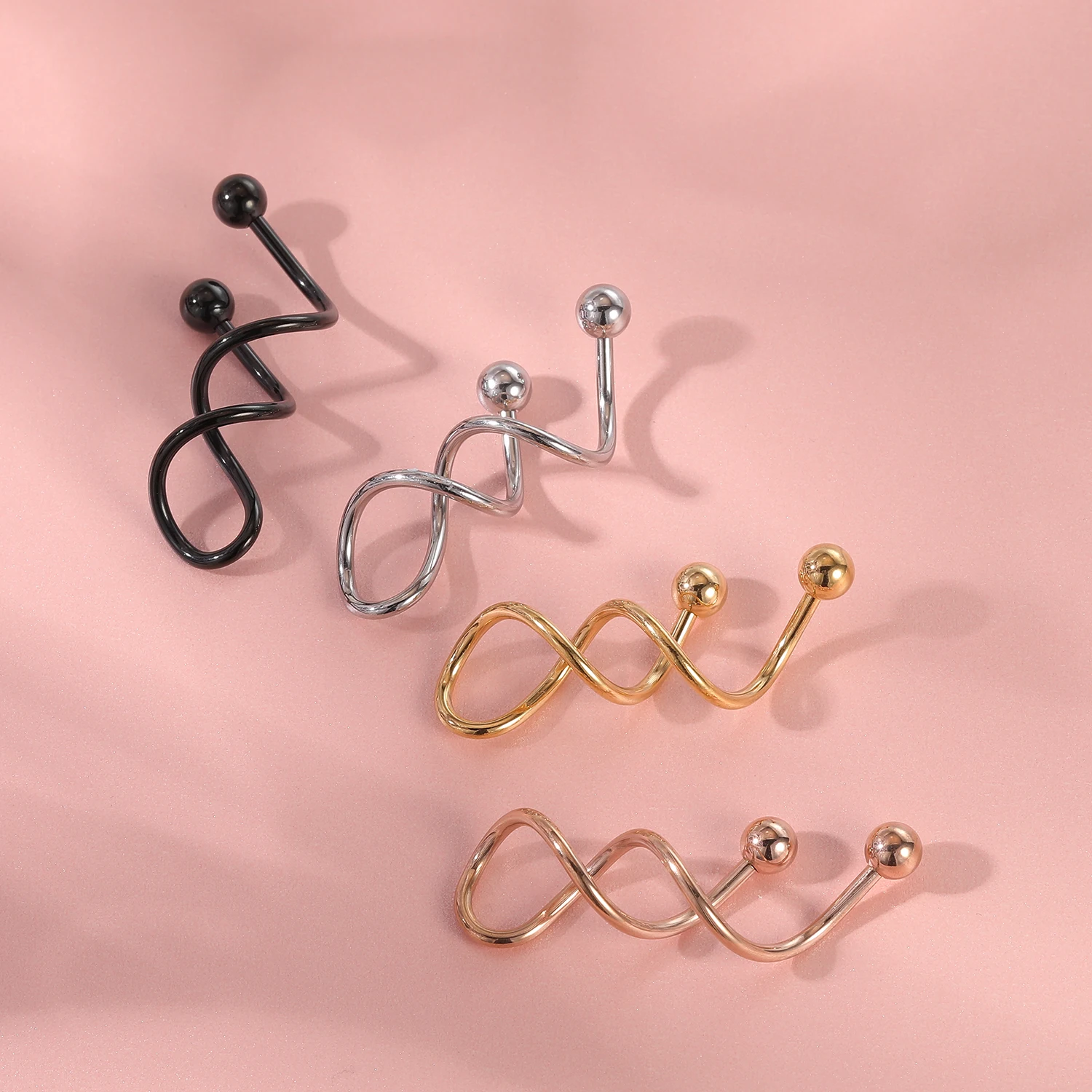 AOEDEJ 14G Rose Gold Color Helix Piercing Earring Industrial Barbell Ring Women Crystal Long Earring Ear Piercing Gift Jewelry 4