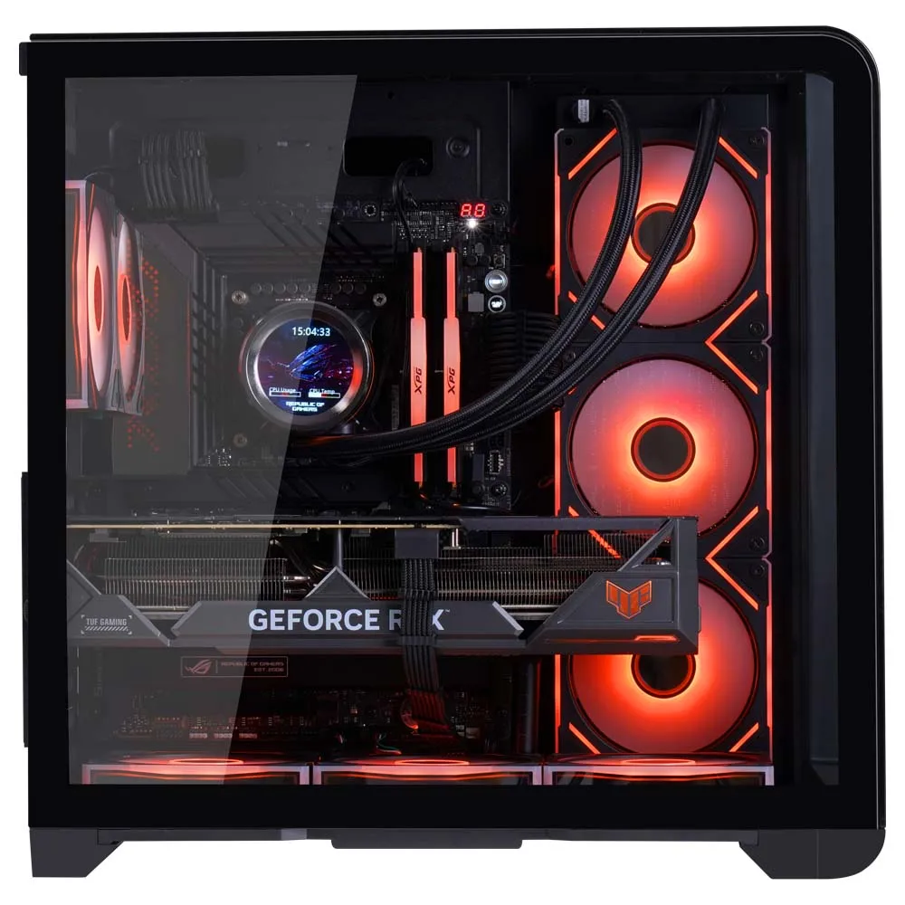 WJCOl'hyMAN-Coque de gaming noire en verre transparent avec 7 positions de ventilateur, version Guardian, 2 c&ocirc;t&eacute;s, 360