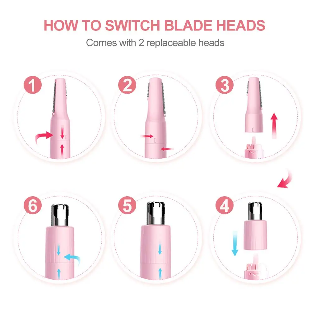 TOUCHBeauty Hair Trimmer for Face Eyebrow Nose Ear Body Hair Trimming, All in ONE Hair Remover for Women & Men Dual Blades Shave 6