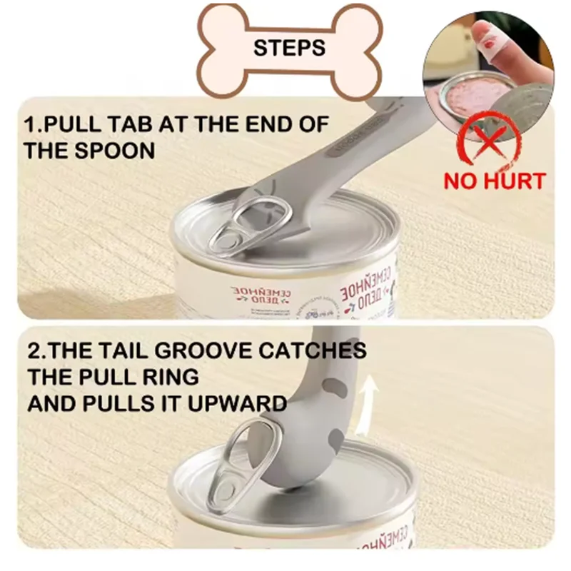 Pet spoon cute multifunctional canned wet food feeding spoon Silicone sealable lid cat and dog feeding accessories