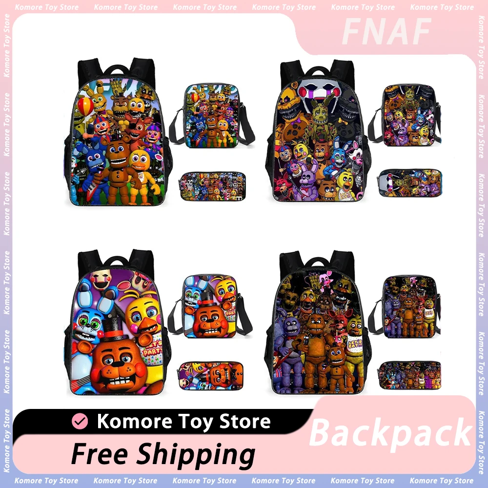 

Fnaf Backpack Five Nights At Freddy's 16 inch School Bag Anime Peripheral Light Waterproofing School Satchel Backpacks Kid Gift