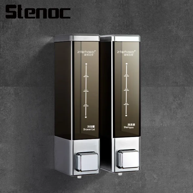 ห้องน้ํา Chrome เดี่ยว/คู่เครื่องจ่ายสบู่ผนังอาบน้ําแชมพูเจลอุปกรณ์ห้องน้ําคอนเทนเนอร์สบู่เหลว 1