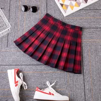 2023 Women A- line Skirt Red Plaid Skirt korean harajuku plaid skirt Spring and Autumn New Pleated High Waist Skirt - Image 4