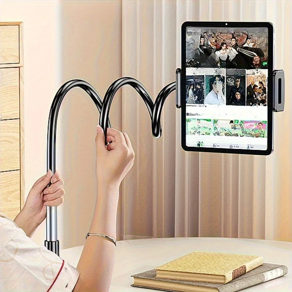 Thickened Flexible Arm Goose Neck Tablet Stand,1pc Tablet and Phone Holder,Suitable for Bed, Bedside, Desk, Bed Headboard, Table