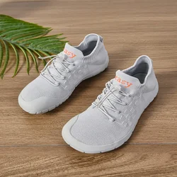 Women's Breathable Minimalist Mesh Sneakers - Wide Toe Box, Comfortable Casual Walking Shoes - 39.5 (Grey)