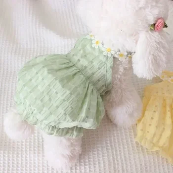 Daisy Dress Pet Clothing Dogs Thin Breathable for Dog Clothes Costume Small French Bulldog Soft Cute Summer Yollow Girl Mascotas 4
